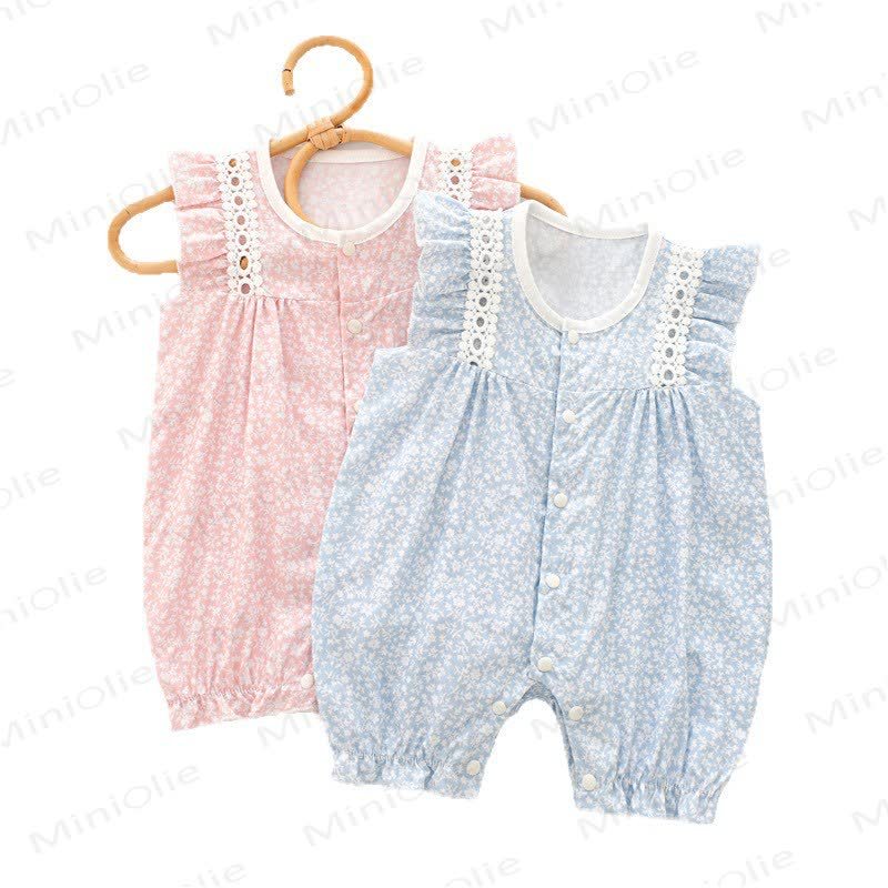 ベビー用花柄フリル袖ロンパース - image 7