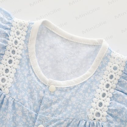 ベビー用花柄フリル袖ロンパース - image 4