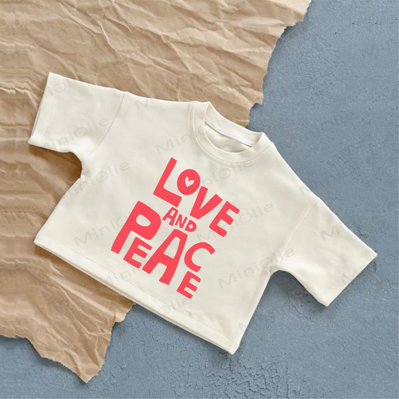 LOVE AND PEACEベビーサマーカジュアルホワイトTシャツ - 白 - 2～3歳 - image 1