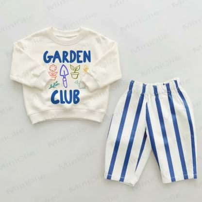 GARDEN CLUB幼児用 ブルーストライプパンツ 2点セット - ベージュ＆ブルー - 2～3歳 - image 1