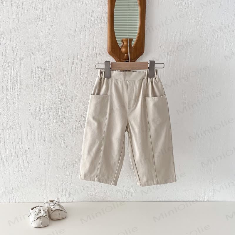 幼児用無地ポケットパンツ - ベージュ - 6～7歳 - image 4