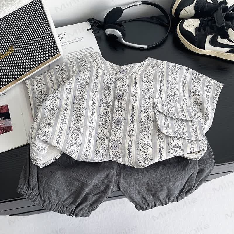 幼児用花柄シャツ＆パンツセット - image 2