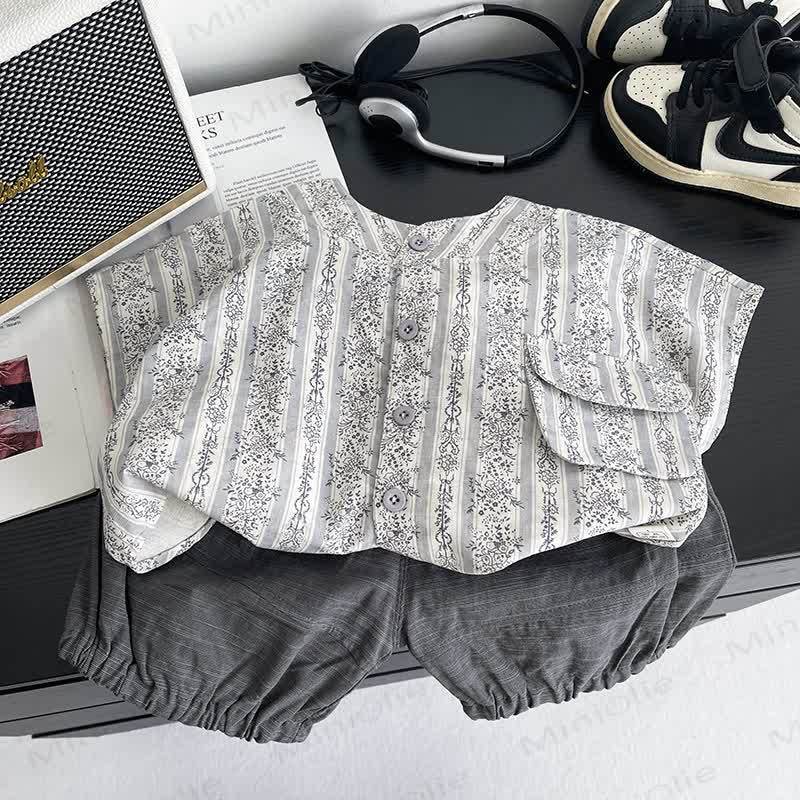 幼児用花柄シャツ＆パンツセット - image 2