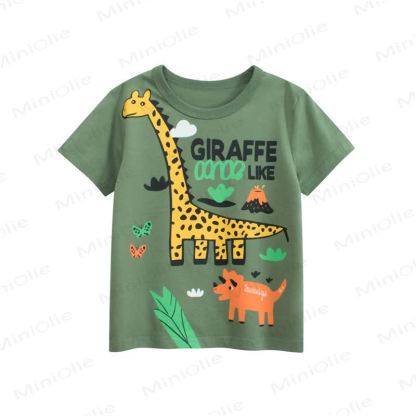 GIRAFFEの幼児用男の子向けグリーンTシャツ - 緑 - 8-9T - image 1