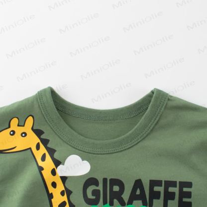 GIRAFFEの幼児用男の子向けグリーンTシャツ - image 3