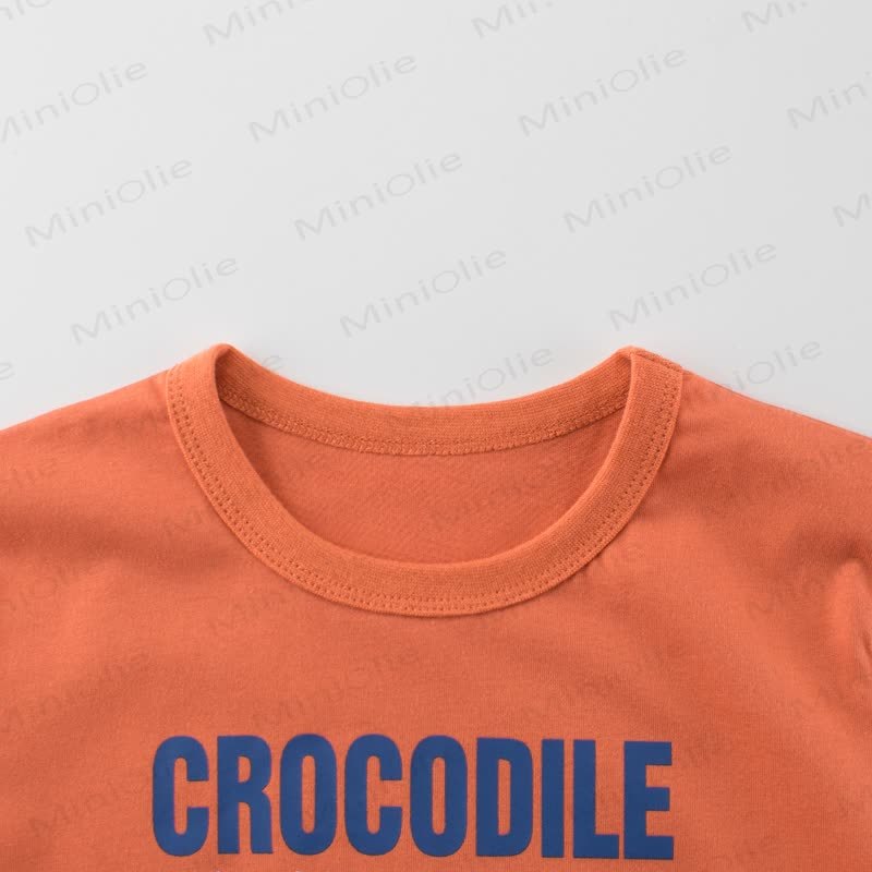 ワニ柄 幼児用男の子用オレンジTシャツ - image 3