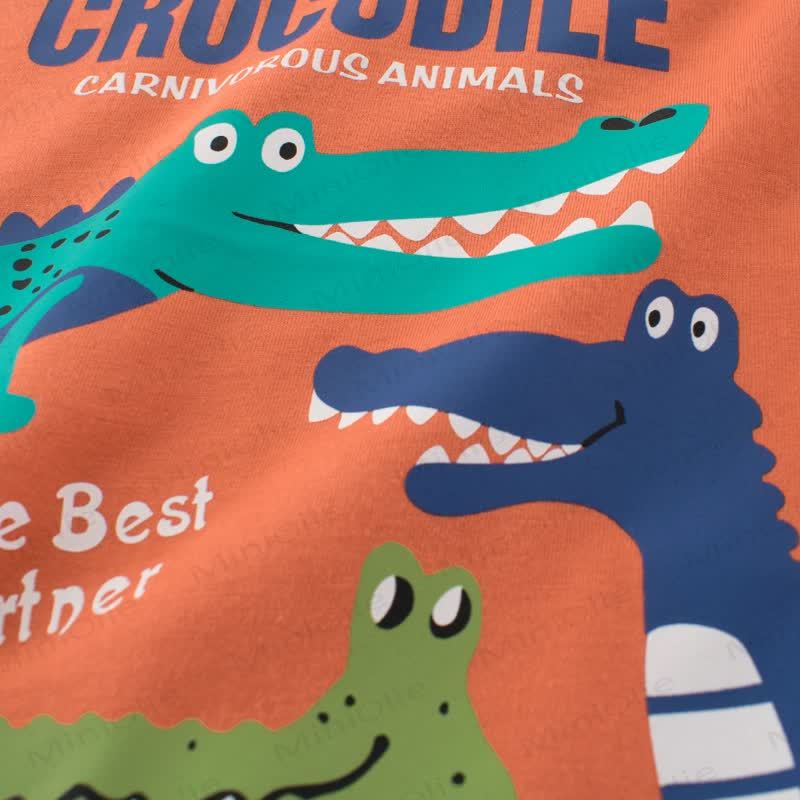 ワニ柄 幼児用男の子用オレンジTシャツ - image 4