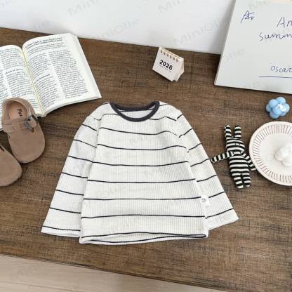 幼児用リブ編みストライプTシャツ - ベージュ - 4～5歳 - image 6