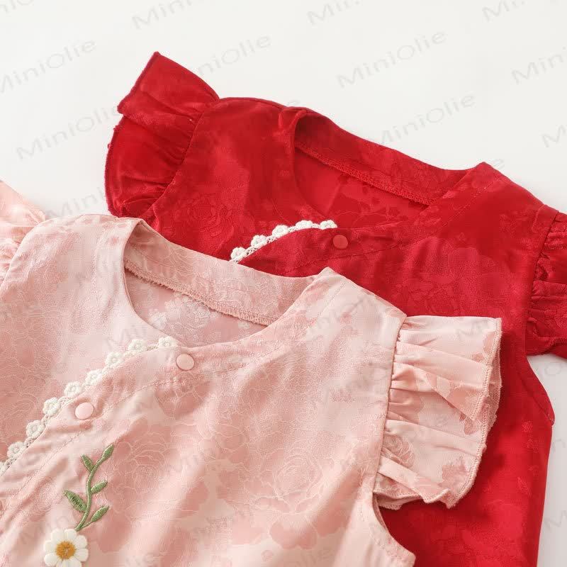 ベビー用花柄フリル袖ロンパース - image 4