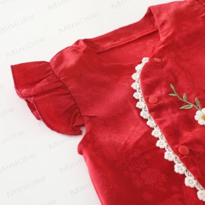 ベビー用花柄フリル袖ロンパース - image 5