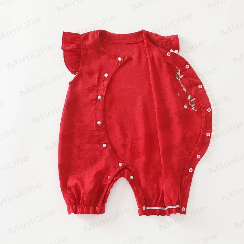 ベビー用花柄フリル袖ロンパース - image 7