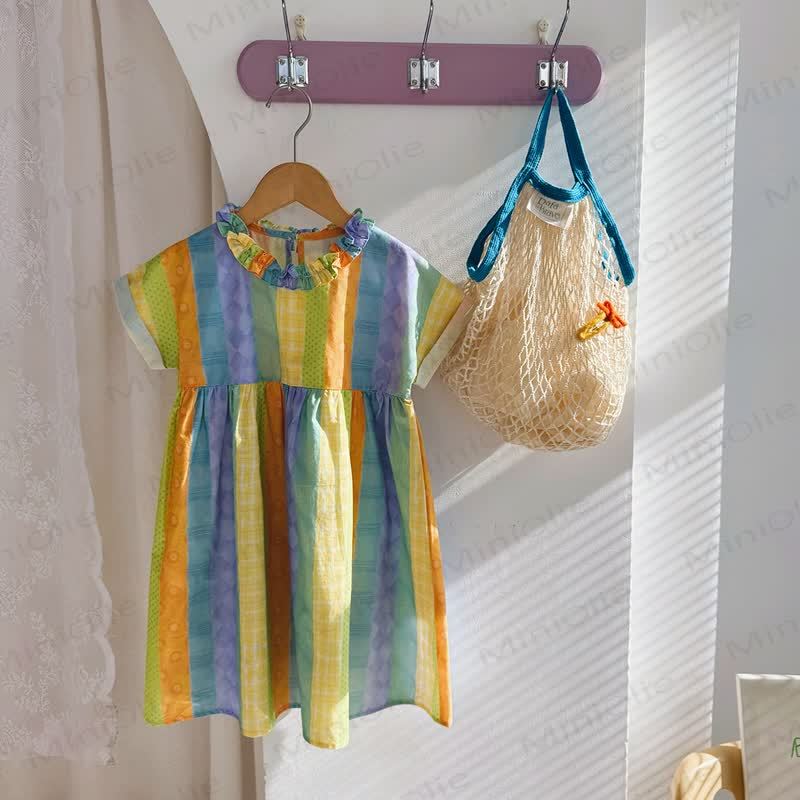 幼児用女の子用グリーンストライプDress - image 2