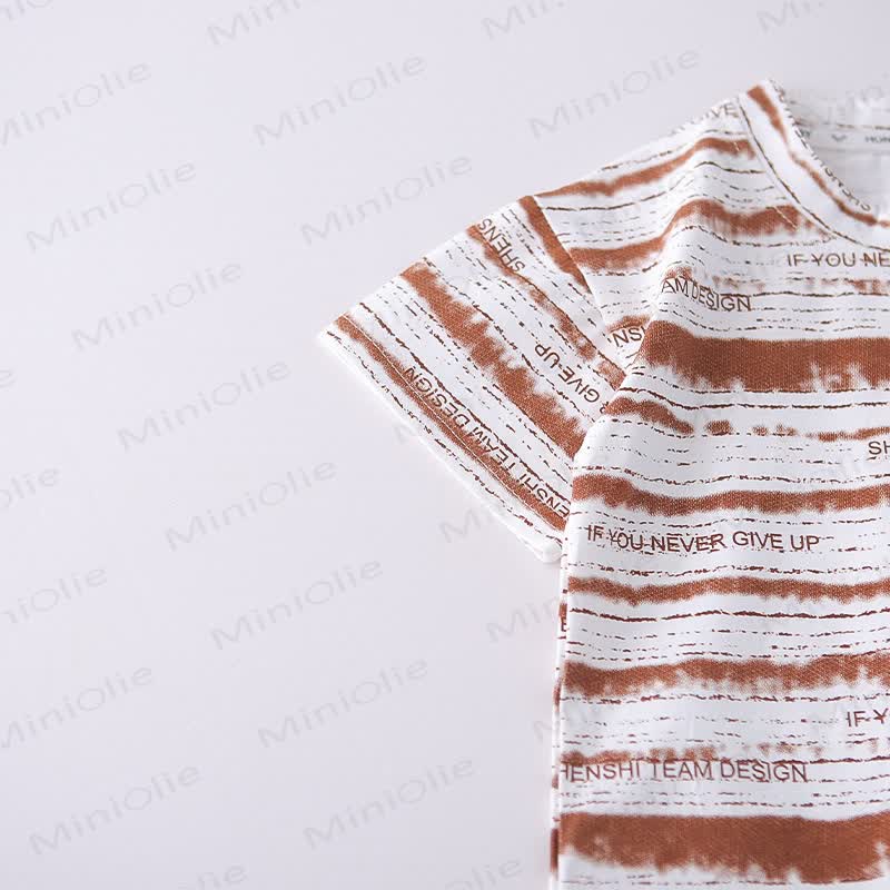 幼児用ストライプ柄ポケット付きTシャツとショートパンツのセット - image 10