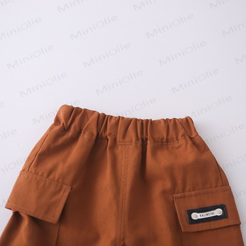 幼児用ストライプ柄ポケット付きTシャツとショートパンツのセット - image 12