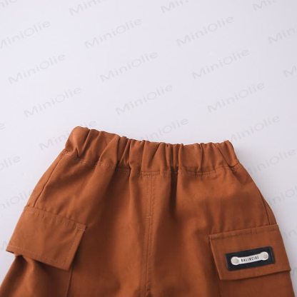 幼児用ストライプ柄ポケット付きTシャツとショートパンツのセット - image 12