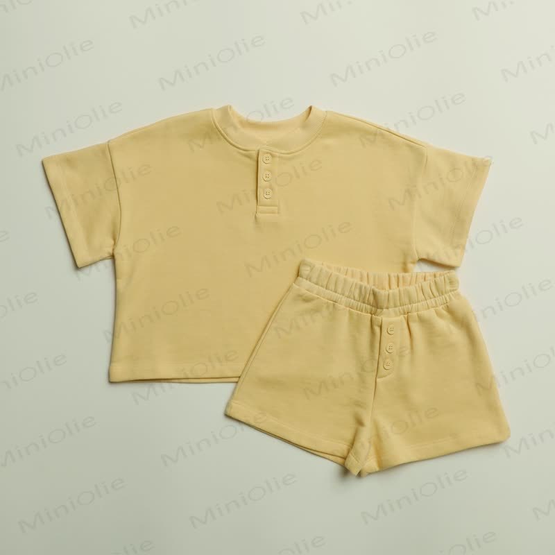 ベビー・幼児用無地Tシャツ＆ショートパンツセット - 黄色 - 3～4歳 - image 5