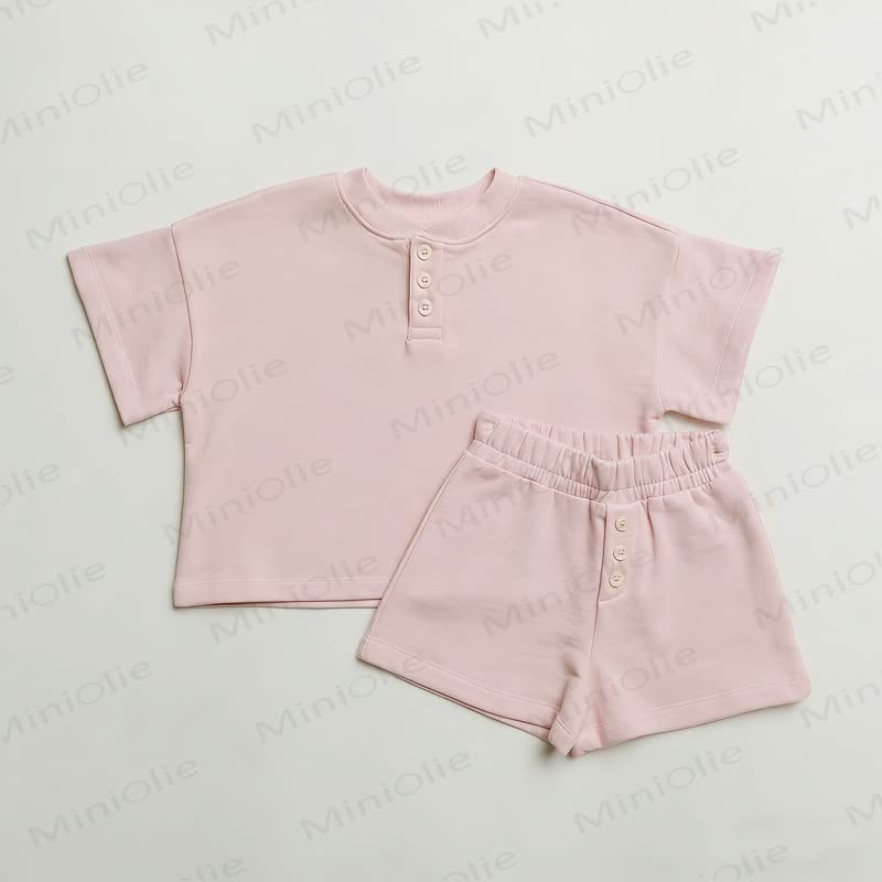 ベビー・幼児用無地Tシャツ＆ショートパンツセット - ライトピンク - 3～4歳 - image 7