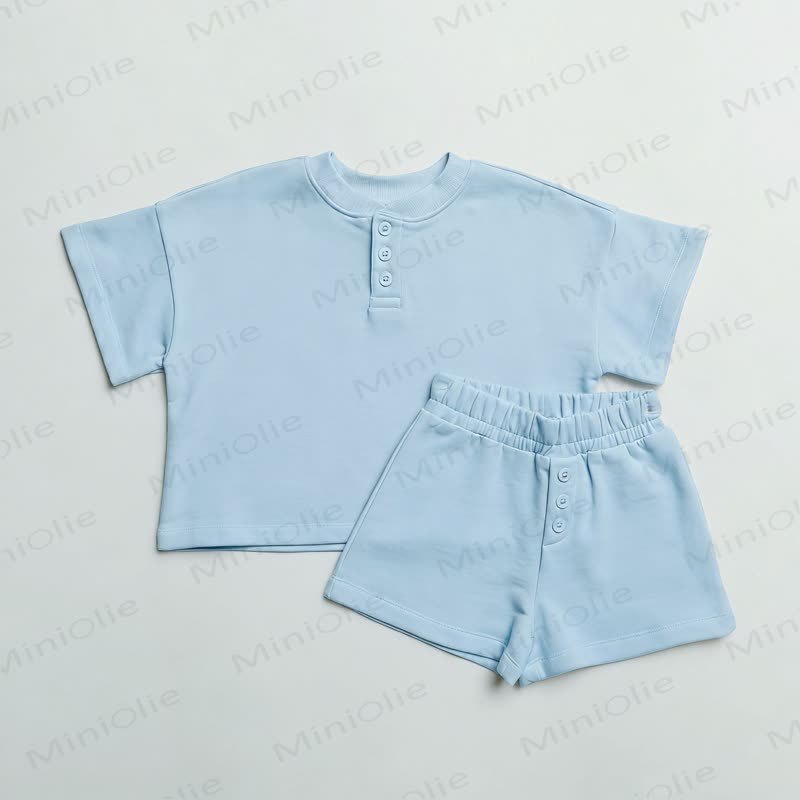 ベビー・幼児用無地Tシャツ＆ショートパンツセット - 青 - 3～4歳 - image 8