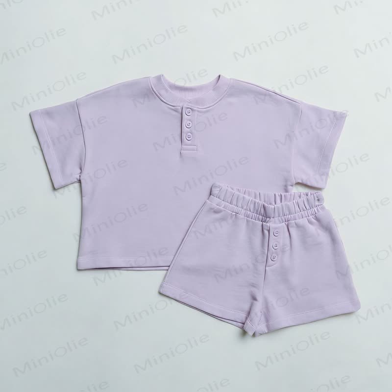 ベビー・幼児用無地Tシャツ＆ショートパンツセット - 紫 - 3～4歳 - image 9