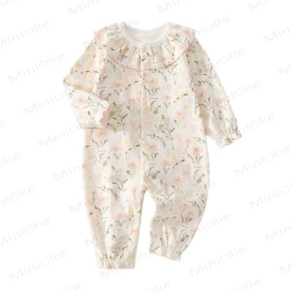 ベビー用花柄襟付きコットンロンパース - image 7
