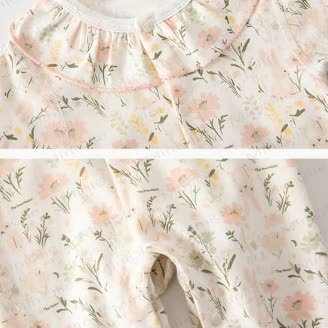 ベビー用花柄襟付きコットンロンパース - image 5