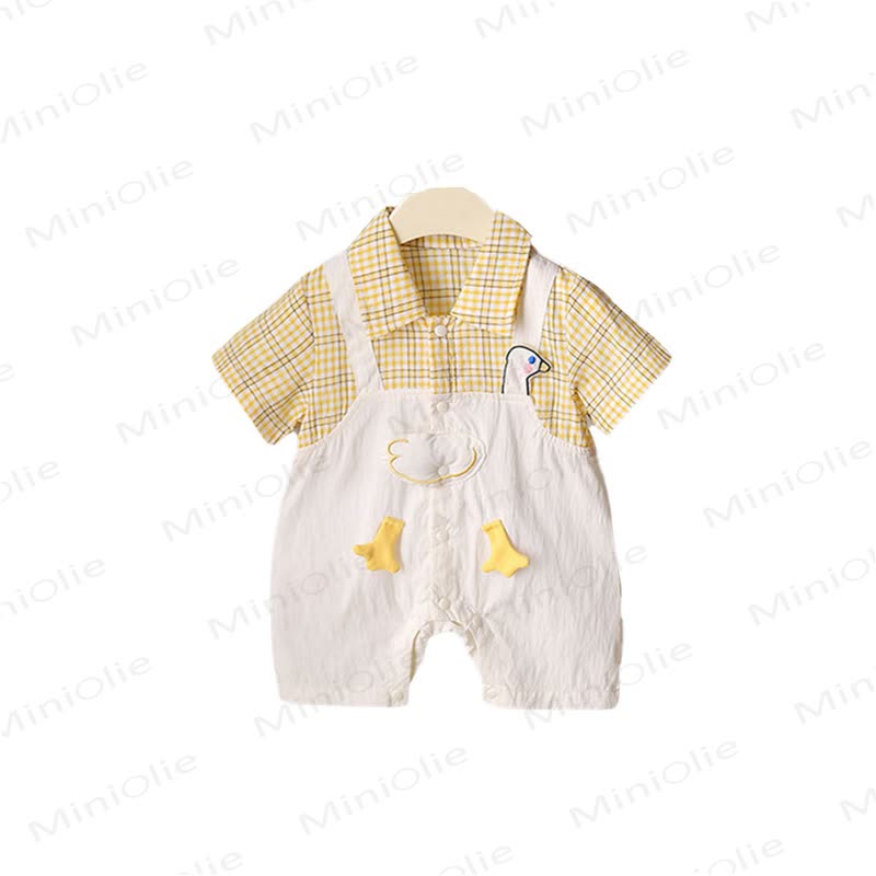 ベビー用フェイクダックチェックロンパース2点セット - image 3