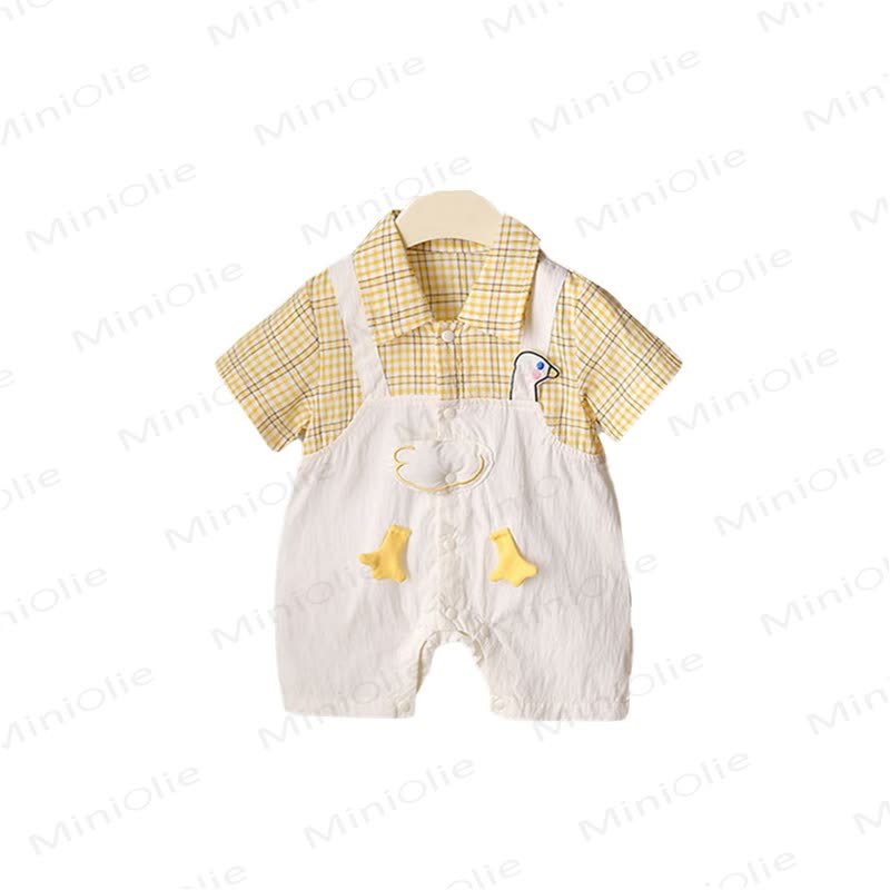 ベビー用フェイクダックチェックロンパース2点セット - image 3