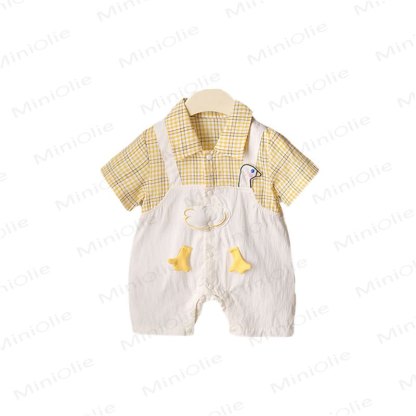 ベビー用フェイクダックチェックロンパース2点セット - image 3