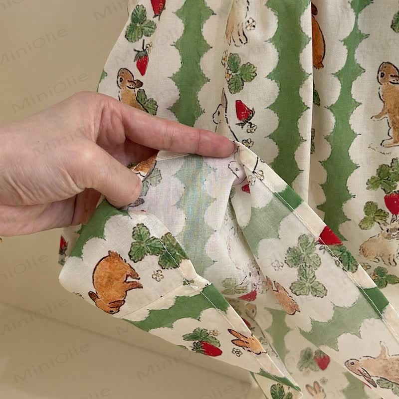 幼児用女の子ストライプ柄うさぎストラップDress（バッグ付き） - image 2