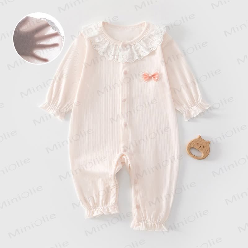 ベビーリブレース襟長袖ロンパース - ピンク - 18～24ヶ月 - image 1