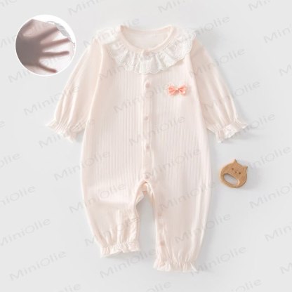 ベビーリブレース襟長袖ロンパース - ピンク - 18～24ヶ月 - image 1