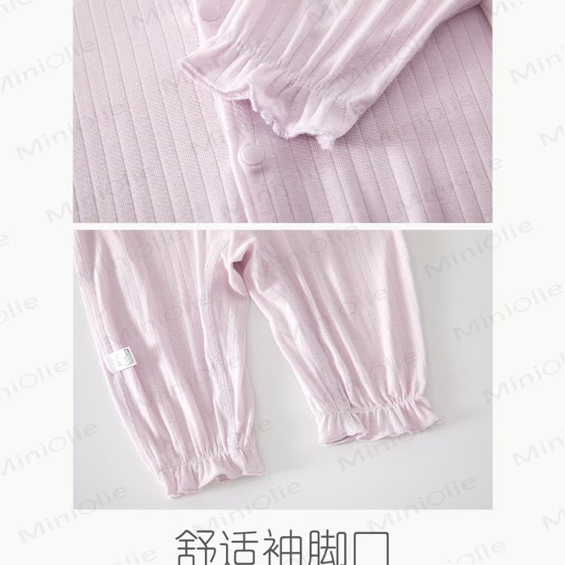 ベビーリブレース襟長袖ロンパース - image 4