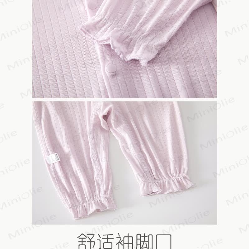 ベビーリブレース襟長袖ロンパース - image 4