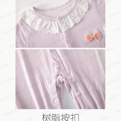 ベビーリブレース襟長袖ロンパース - image 5