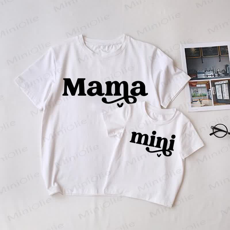 MAMA/MINI幼児用 ホワイト ファミリーお揃いTシャツ - 白 - 大人用Tシャツ: XL - image 1