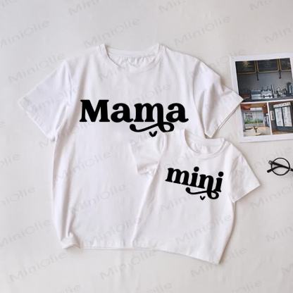 MAMA/MINI幼児用 ホワイト ファミリーお揃いTシャツ - 白 - 大人用Tシャツ: XL - image 1