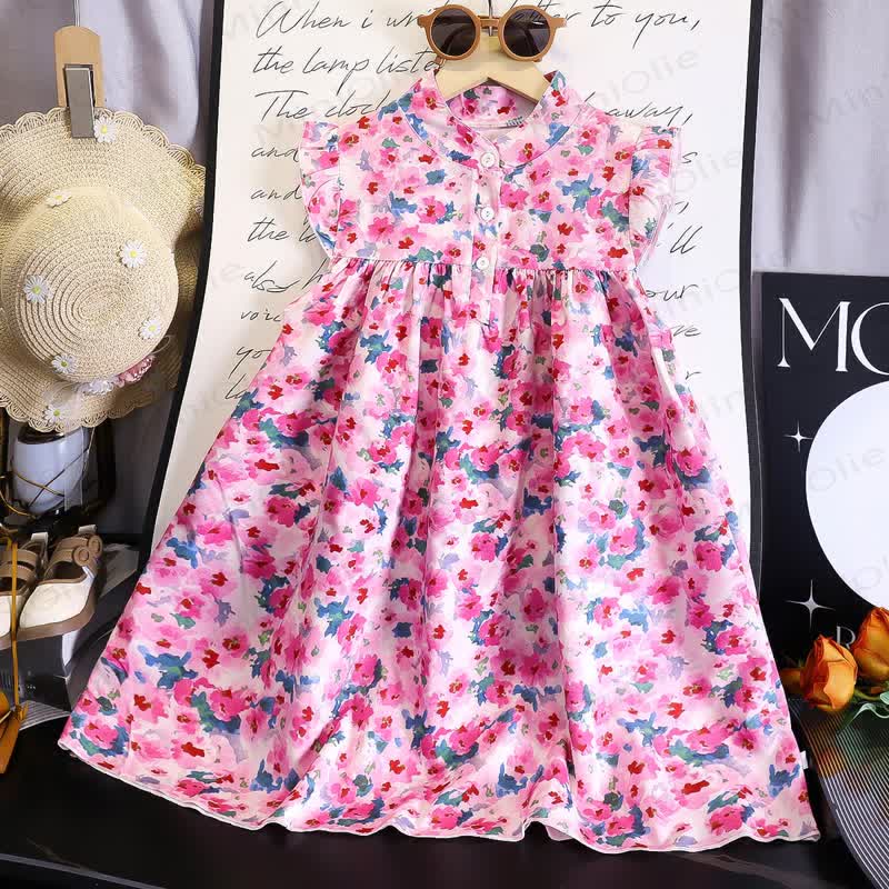 ベビー・幼児用女の子向け花柄フリルDress - 薔薇 - 6～7歳 - image 4