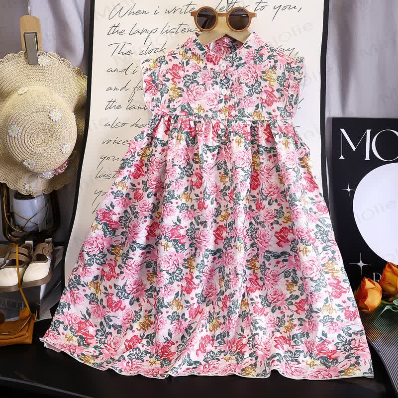 ベビー・幼児用女の子向け花柄フリルDress - コーラル - 6～7歳 - image 6