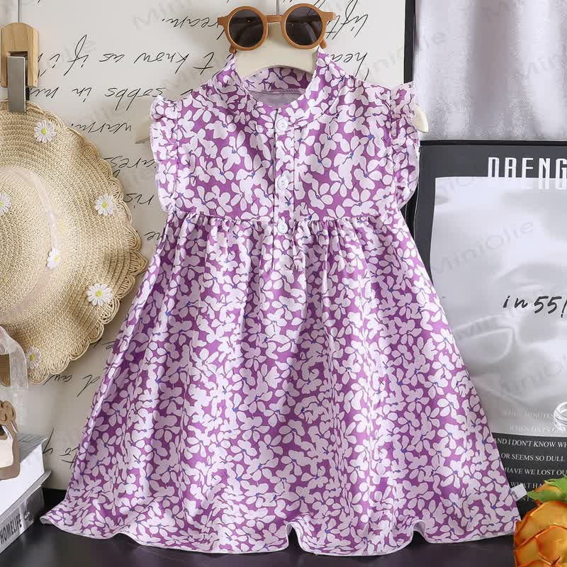 ベビー・幼児用女の子向け花柄フリルDress - 白 - 6～7歳 - image 7