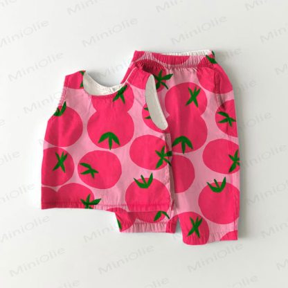ベビー・幼児用トマトピンクノースリーブツーピースセット - ピンク - 5～7歳 - image 1