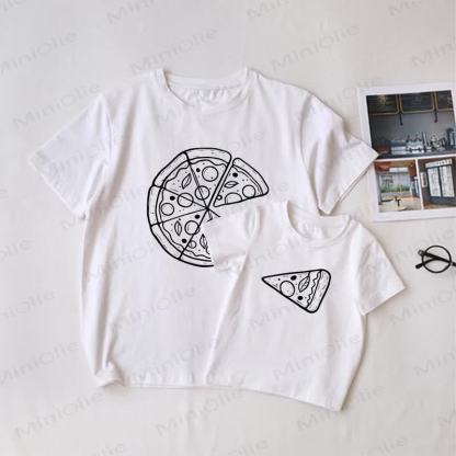 家族でお揃いのホワイトピザTシャツ - 白 - 大人用Tシャツ: XL - image 1