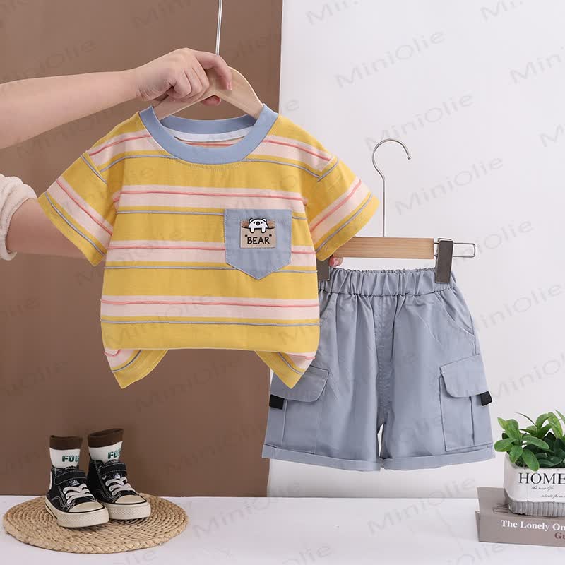 BEARの幼児用ストライプTシャツとショートパンツのセット - image 2