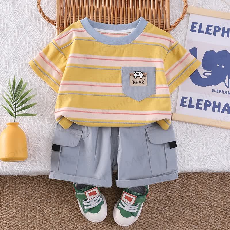 BEARの幼児用ストライプTシャツとショートパンツのセット - image 3