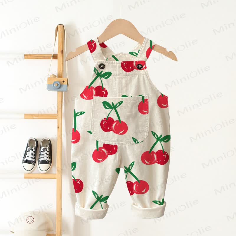 ベビー・幼児用チェリー柄オーバーオール - ベージュ - 3～5歳 - image 1