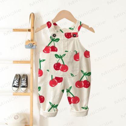 ベビー・幼児用チェリー柄オーバーオール - ベージュ - 3～5歳 - image 1