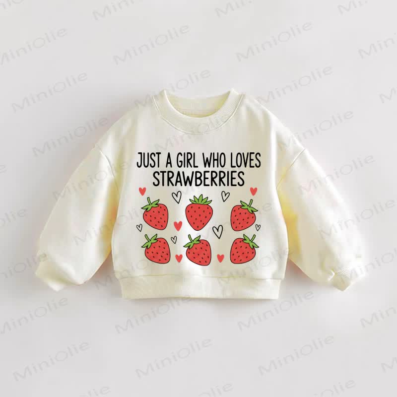 JUST A GIRL WHO LOVES STRAWBERRIES幼児用スウェットシャツ - クリーム - 3～5歳 - image 1