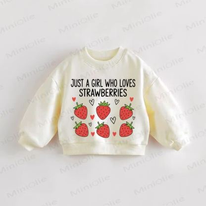 JUST A GIRL WHO LOVES STRAWBERRIES幼児用スウェットシャツ - クリーム - 3～5歳 - image 1