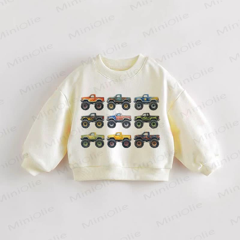 ベビー幼児用モンスタートラックスウェットシャツ - クリーム - 3～5歳 - image 1