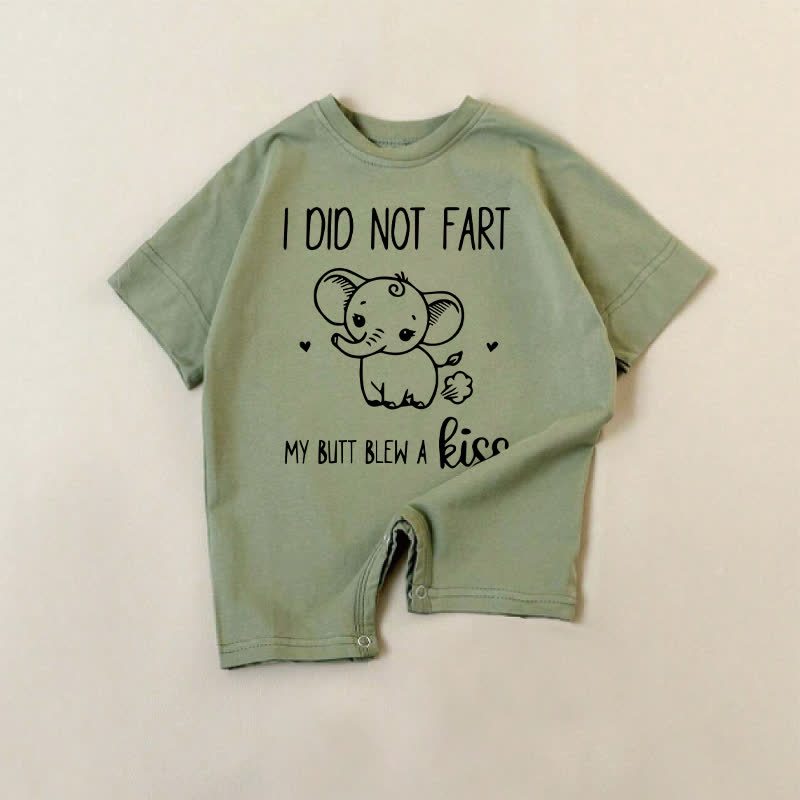 I DID NOT FART MY BUTT BLEW KISSよ ベビーダークグリーンロンパース - 緑 - 18～24ヶ月 - image 1
