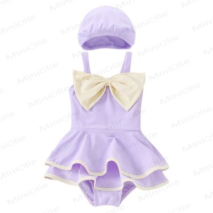 幼児用女の子用リボン付き水着（帽子付き） - image 4